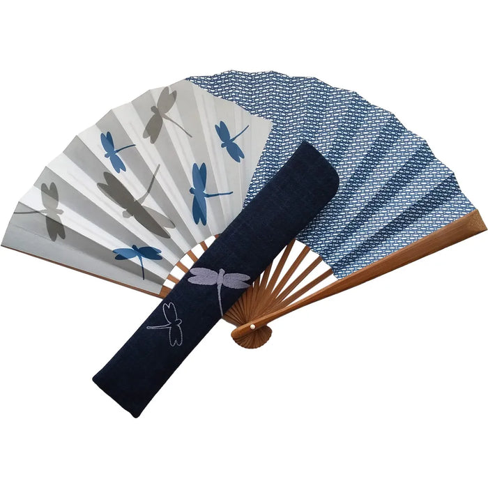 Edo-Fächer-Set, Libelle, blau Nr.24