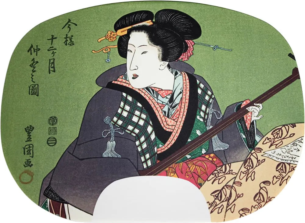 Peintures d'éventail imprimées en ibasen par Utagawa Toyokuni I. Douze mois du style Ima-You n° 11 Naka-Hiver (novembre dans le calendrier lunaire).