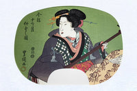 Auf Ibasen gedruckte Fächermalereien von Utagawa Toyokuni I. Zwölf Monate im modernen Stil Nr.11 Naka Fuyu (November im Mondkalender).