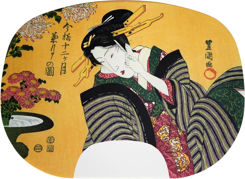 Fan Painting by Utagawa Toyokuni I, No.9 Kiku-zuki (September in the lunar calendar)