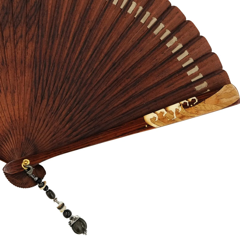 VALEDO, Firenze, Spain, inlaid wood, Namiura, leather fan holder, in paulownia wood box